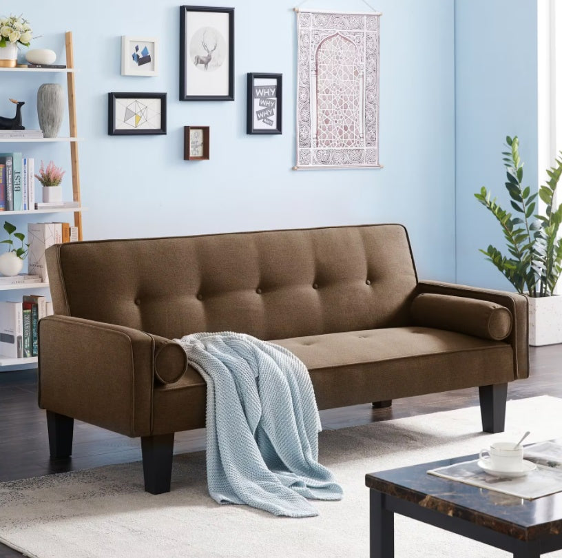 Medieval-Style Fabric Loveseat Sofa with Pillows for the Living Room