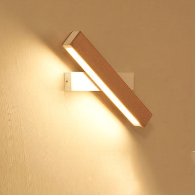 Modern Wooden LED Wall Lamp - Adjustable Lighting for Living Room, Restaurant, Porch, and Corridor.
