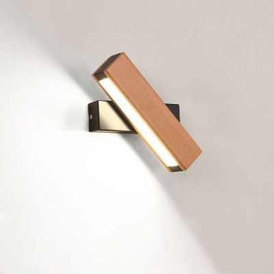 Modern Wooden LED Wall Lamp - Adjustable Lighting for Living Room, Restaurant, Porch, and Corridor.