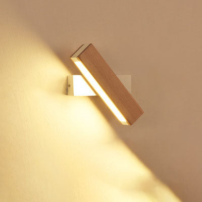 Modern Wooden LED Wall Lamp - Adjustable Lighting for Living Room, Restaurant, Porch, and Corridor.