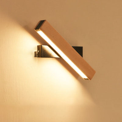 Modern Wooden LED Wall Lamp - Adjustable Lighting for Living Room, Restaurant, Porch, and Corridor.