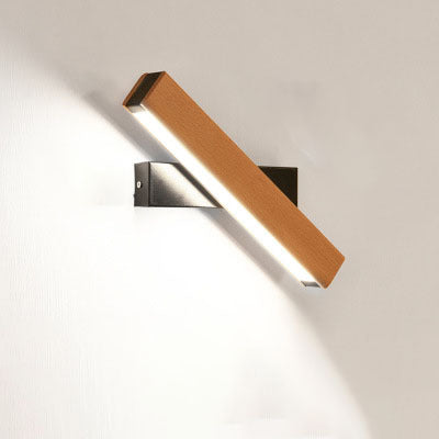 Modern Wooden LED Wall Lamp - Adjustable Lighting for Living Room, Restaurant, Porch, and Corridor.