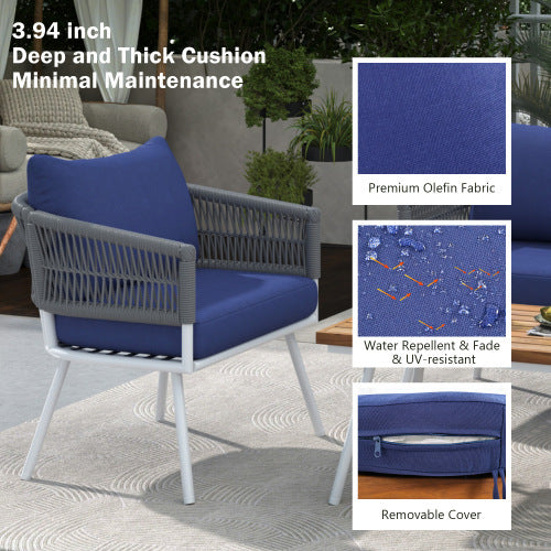 4-Piece Bohemian Rope Outdoor Terrace Furniture Set