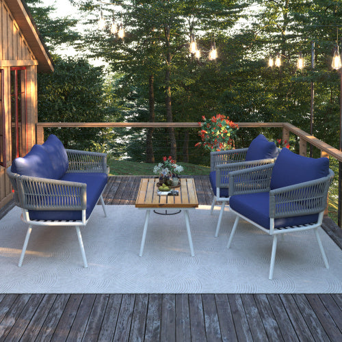 4-Piece Bohemian Rope Outdoor Terrace Furniture Set