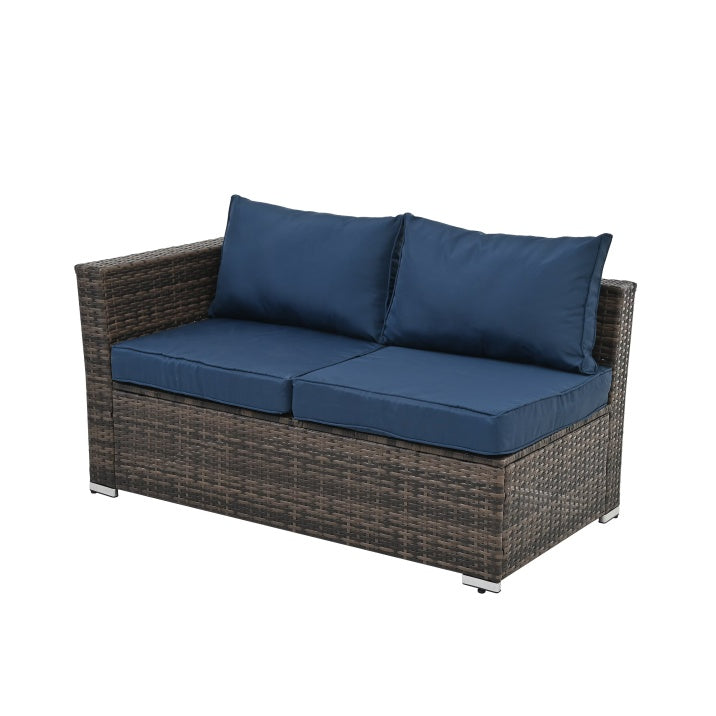 4-Piece Outdoor Patio Furniture Set, Seasonal PE Wicker with Tempered Glass Coffee Table