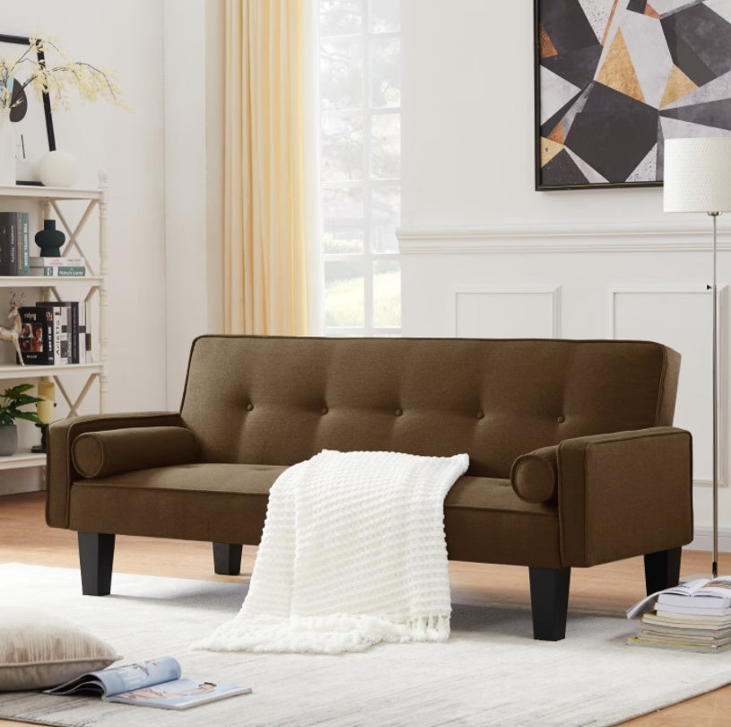 Medieval-Style Fabric Loveseat Sofa with Pillows for the Living Room