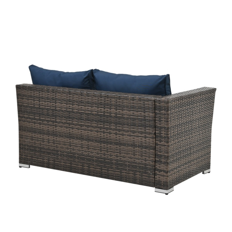 4-Piece Outdoor Patio Furniture Set, Seasonal PE Wicker with Tempered Glass Coffee Table