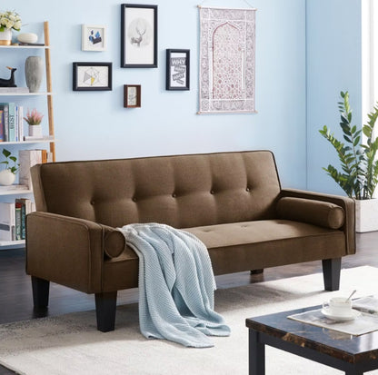 Medieval-Style Fabric Loveseat Sofa with Pillows for the Living Room