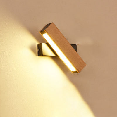 Modern Wooden LED Wall Lamp - Adjustable Lighting for Living Room, Restaurant, Porch, and Corridor.