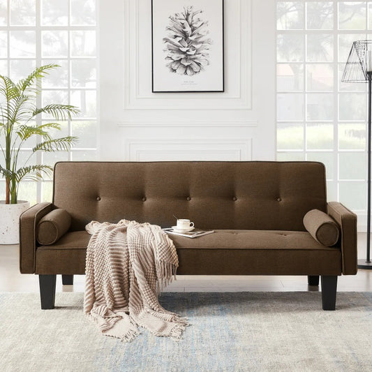 Medieval-Style Fabric Loveseat Sofa with Pillows for the Living Room
