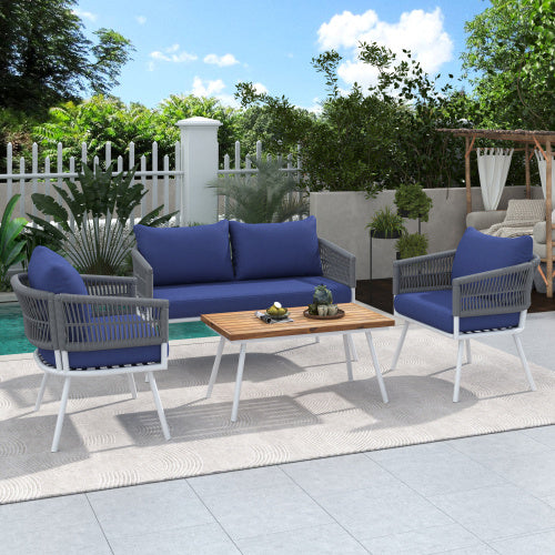 4-Piece Bohemian Rope Outdoor Terrace Furniture Set