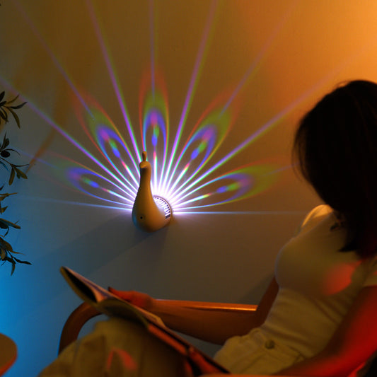 Colorful Peacock Wall Lamp - 3D Animal Design, Modern Ambient Lighting for Bedroom and Creative Decor